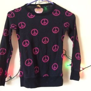 Girls Waffle knit Peace sign top